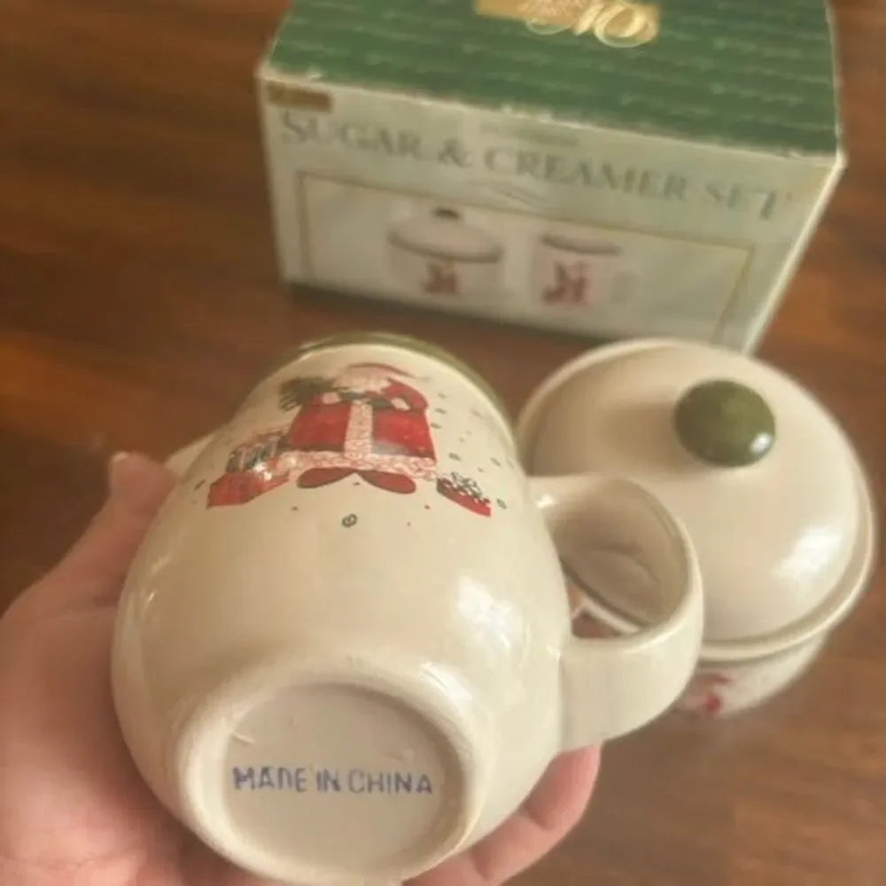 World Showcase Stoneware Santa Sugar & Creamer Set